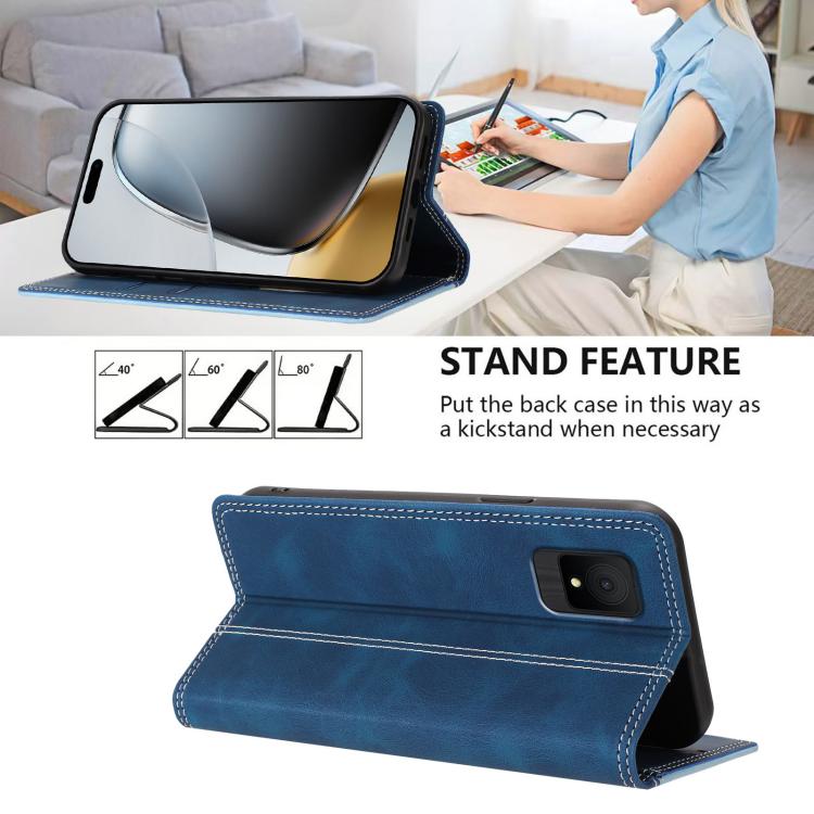 For TCL 502 Skin Feel Two-tone RFID Blocking Vegan Leather Phone Case