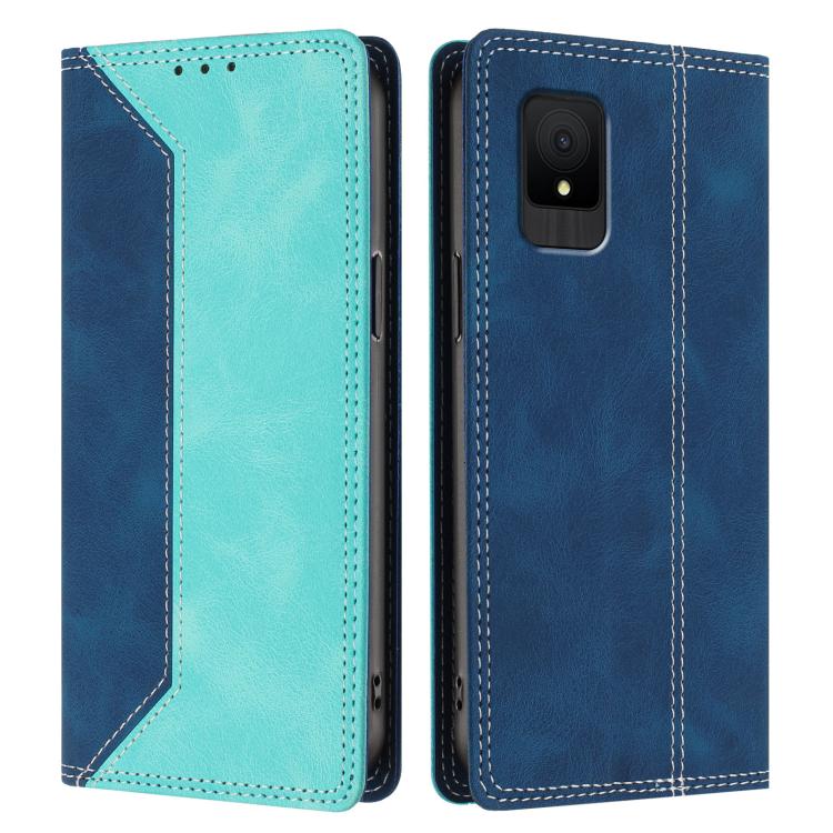 For TCL 502 Skin Feel Two-tone RFID Blocking Vegan Leather Phone Case
