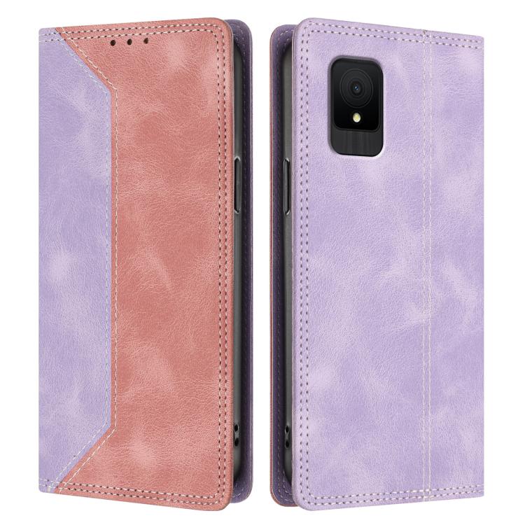 For TCL 502 Skin Feel Two-tone RFID Blocking Vegan Leather Phone Case