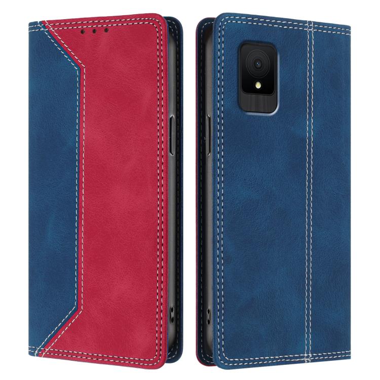 For TCL 502 Skin Feel Two-tone RFID Blocking Vegan Leather Phone Case