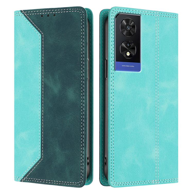 For TCL 505 Skin Feel Two-tone RFID Blocking Vegan Leather Phone Case