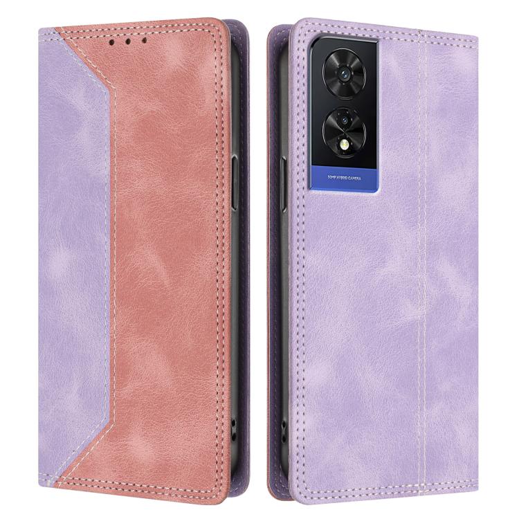 For TCL 505 Skin Feel Two-tone RFID Blocking Vegan Leather Phone Case