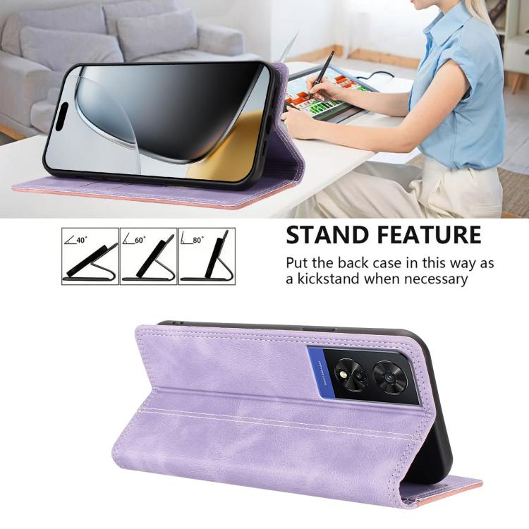 For TCL 505 Skin Feel Two-tone RFID Blocking Vegan Leather Phone Case
