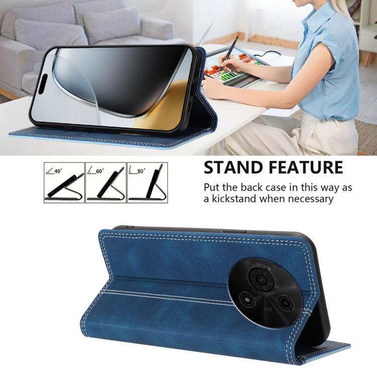 For TCL 605 Skin Feel Two-tone RFID Blocking Vegan Leather Phone Case