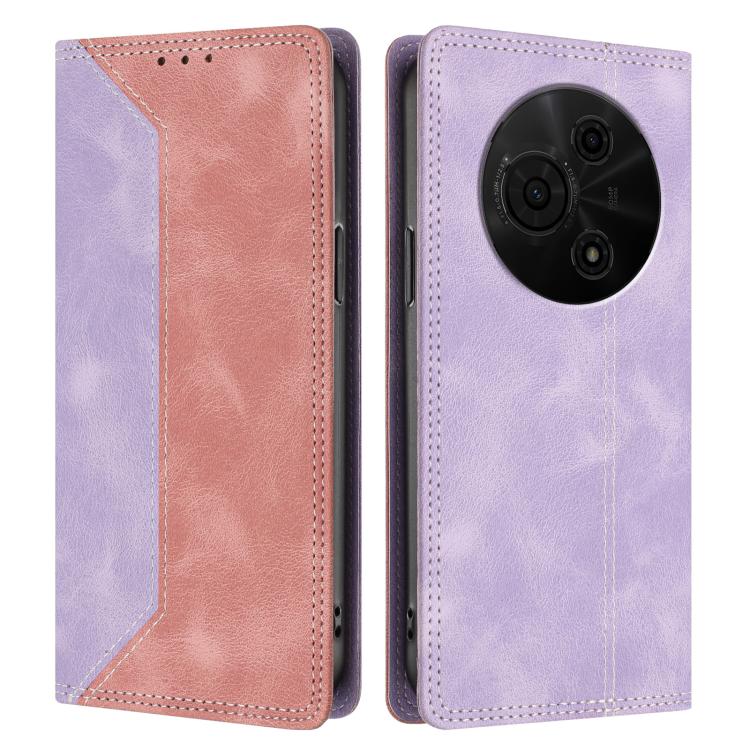 For TCL 605 Skin Feel Two-tone RFID Blocking Vegan Leather Phone Case