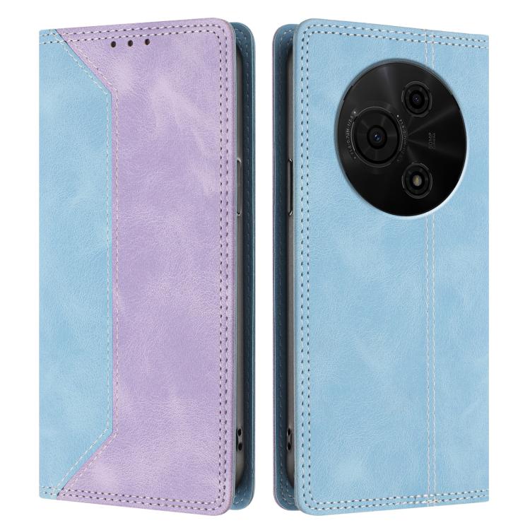 For TCL 605 Skin Feel Two-tone RFID Blocking Vegan Leather Phone Case