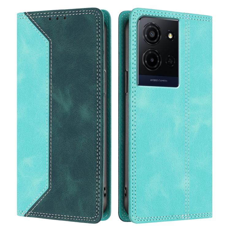 For TCL K33 5G Skin Feel Two-tone RFID Blocking Vegan Leather Phone Case