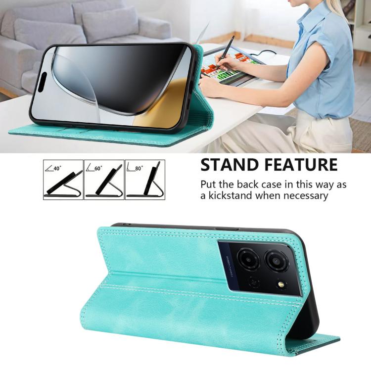 For TCL K33 5G Skin Feel Two-tone RFID Blocking Vegan Leather Phone Case