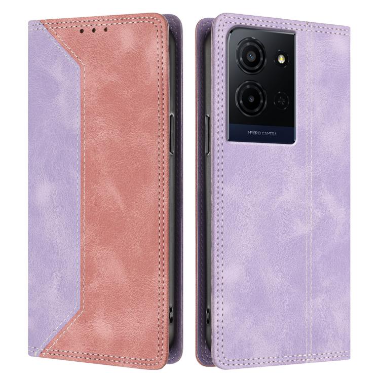 For TCL K33 5G Skin Feel Two-tone RFID Blocking Vegan Leather Phone Case