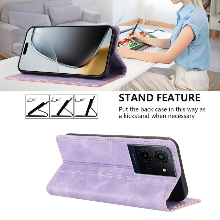 For TCL K33 5G Skin Feel Two-tone RFID Blocking Vegan Leather Phone Case