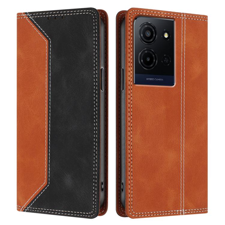 For TCL K33 5G Skin Feel Two-tone RFID Blocking Vegan Leather Phone Case