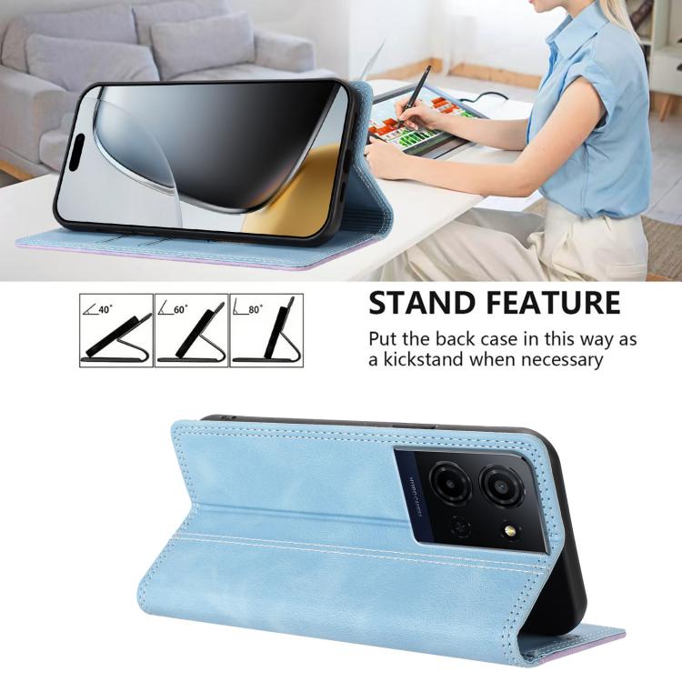 For TCL K33 5G Skin Feel Two-tone RFID Blocking Vegan Leather Phone Case
