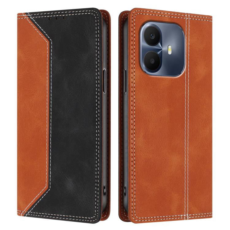 For TCL K70 4G Skin Feel Two-tone RFID Blocking Vegan Leather Phone Case