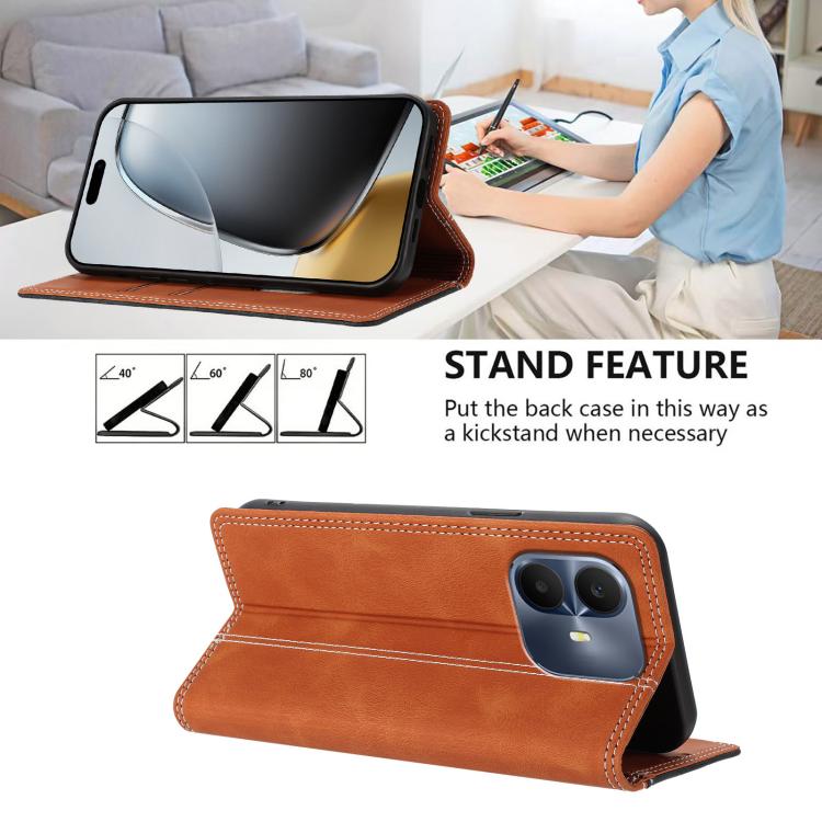 For TCL K70 4G Skin Feel Two-tone RFID Blocking Vegan Leather Phone Case