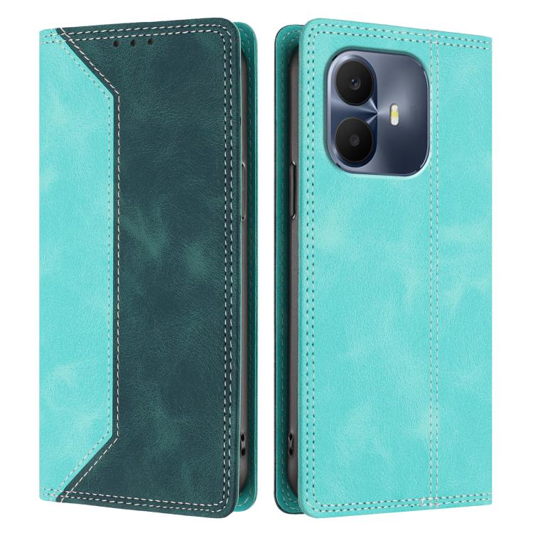 For TCL K70 Power 4G Skin Feel Two-tone RFID Blocking Vegan Leather Phone Case