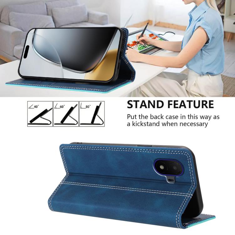 For TCL K70 SE Skin Feel Two-tone RFID Blocking Vegan Leather Phone Case