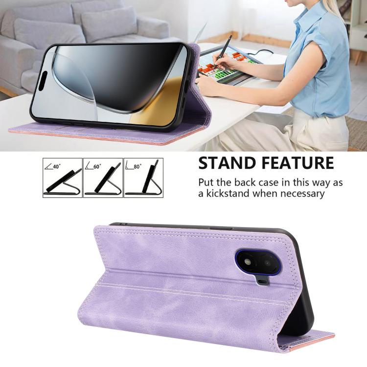 For TCL K70 SE Skin Feel Two-tone RFID Blocking Vegan Leather Phone Case