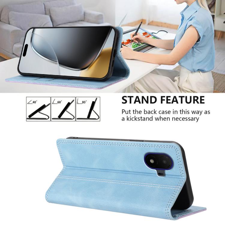 For TCL K70 SE Skin Feel Two-tone RFID Blocking Vegan Leather Phone Case