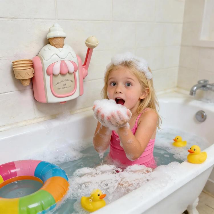 Kids Ice Cream Bubble Foam Machine Baby Bath Bubble Toy
