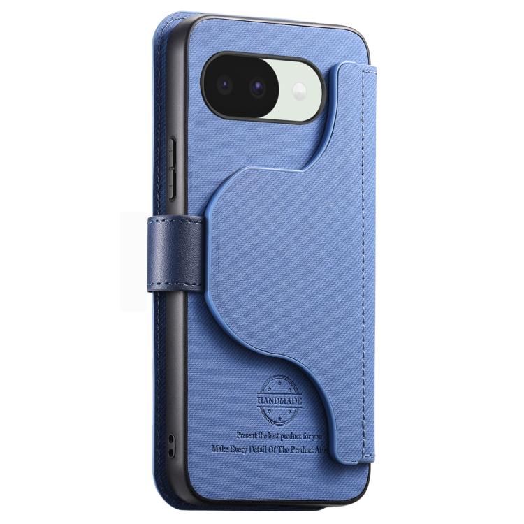 For Google Pixel 10a Twill Fabric MagSafe RFID Anti-theft Zipper Wallet Leather Phone Case