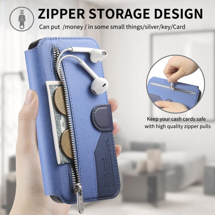 For Google Pixel 10a Twill Fabric MagSafe RFID Anti-theft Zipper Wallet Leather Phone Case