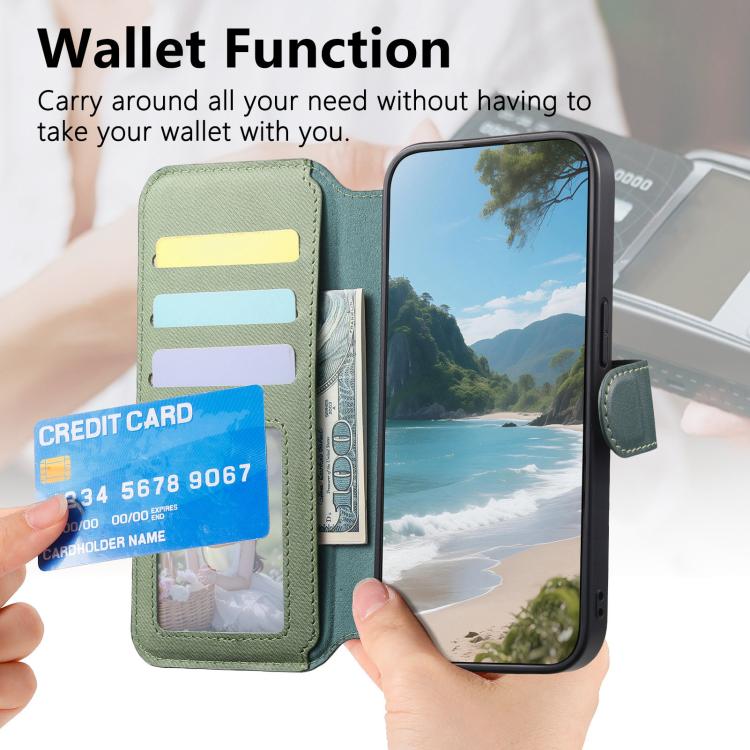 For Google Pixel 10a Twill Fabric MagSafe RFID Anti-theft Zipper Wallet Leather Phone Case