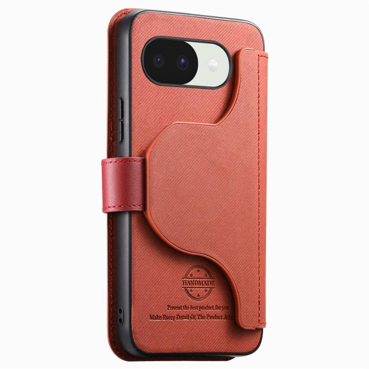 For Google Pixel 10a Twill Fabric MagSafe RFID Anti-theft Zipper Wallet Leather Phone Case