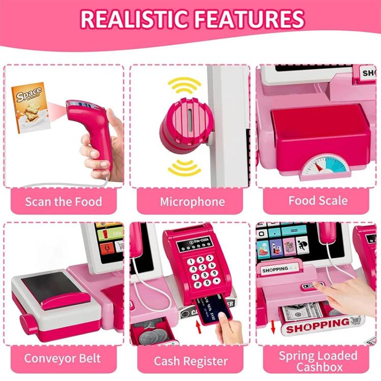 Children Shopping Cash Register Playset with Real Calculator