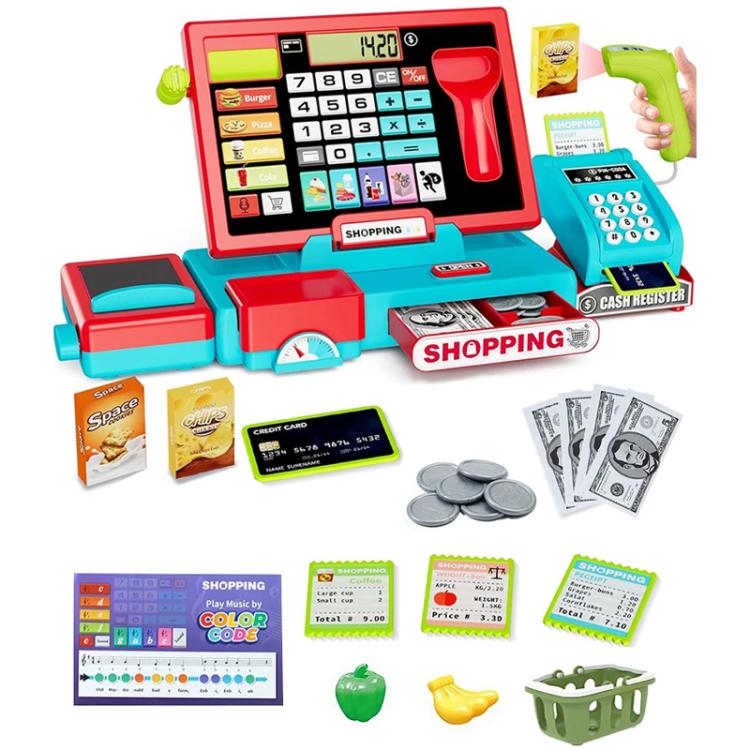 Children Shopping Cash Register Playset with Real Calculator