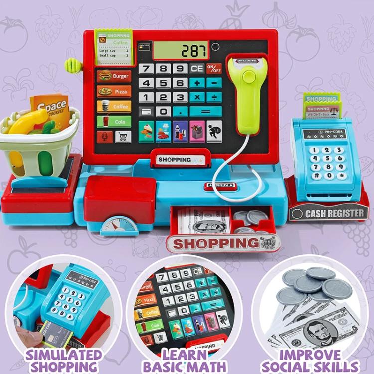 Children Shopping Cash Register Playset with Real Calculator