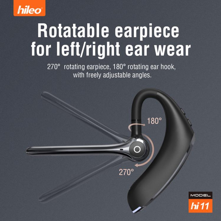 Hileo Hi11 Wireless Single Ear Hook Handsfree Call Noise Reduction In-ear Earphone - Black