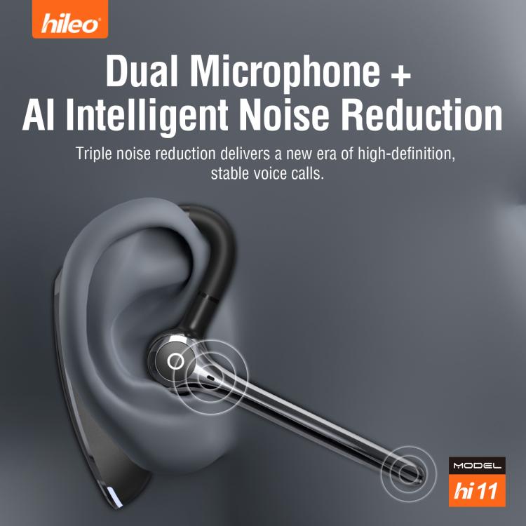 Hileo Hi11 Wireless Single Ear Hook Handsfree Call Noise Reduction In-ear Earphone - Black