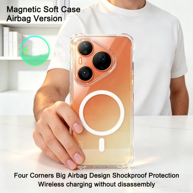 For Huawei Pura 90 Pro 5G imak Magnetic Shockproof Airbag TPU Phone Case - Transparent