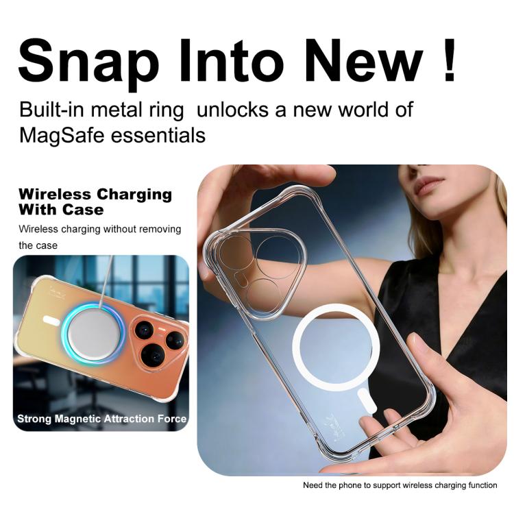 For Huawei Pura 90 Pro 5G imak Magnetic Shockproof Airbag TPU Phone Case - Transparent