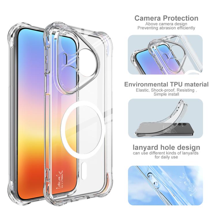 For Huawei Pura 90 Pro 5G imak Magnetic Shockproof Airbag TPU Phone Case - Transparent