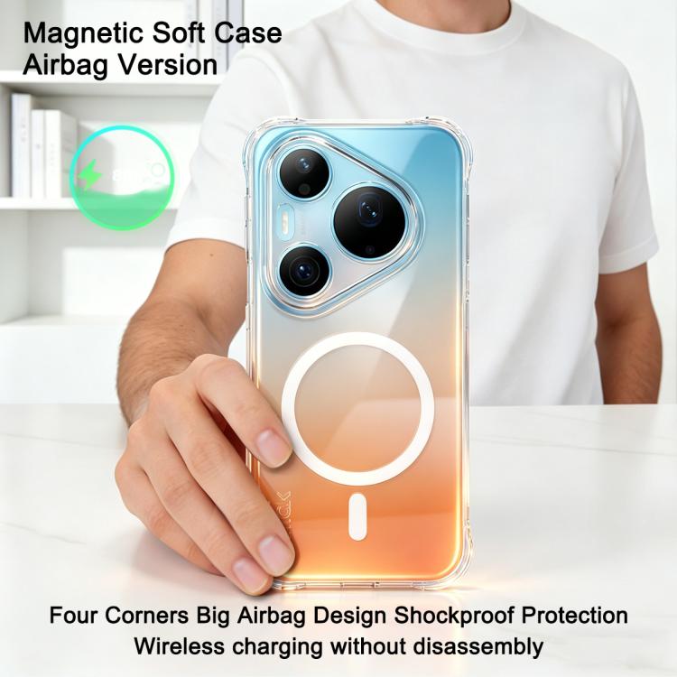For Huawei Pura 90 Pro Max 5G imak Magnetic Shockproof Airbag TPU Phone Case - Transparent