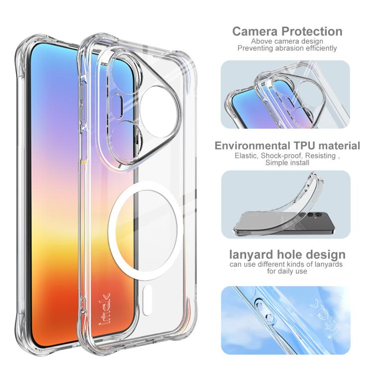 For Huawei Pura 90 Pro Max 5G imak Magnetic Shockproof Airbag TPU Phone Case - Transparent