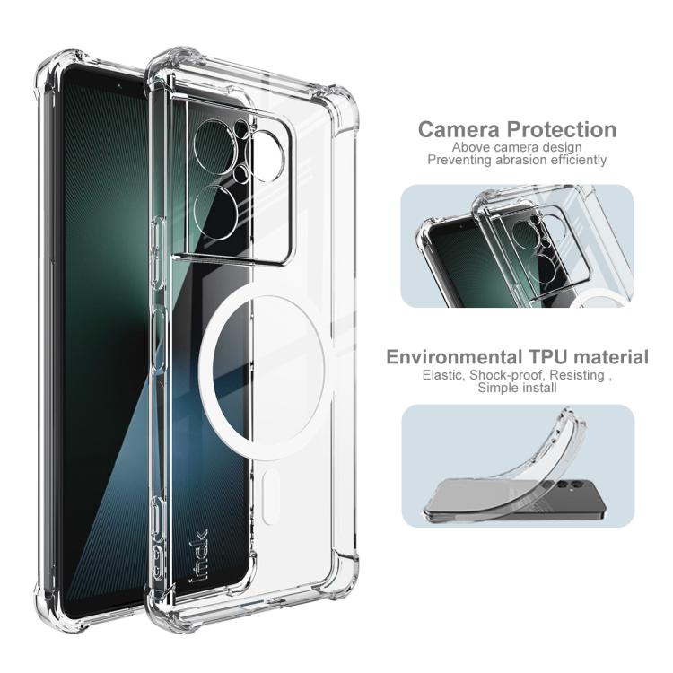 For Sony Xperia 1 VIII imak Magnetic Shockproof Airbag TPU Phone Case - Transparent