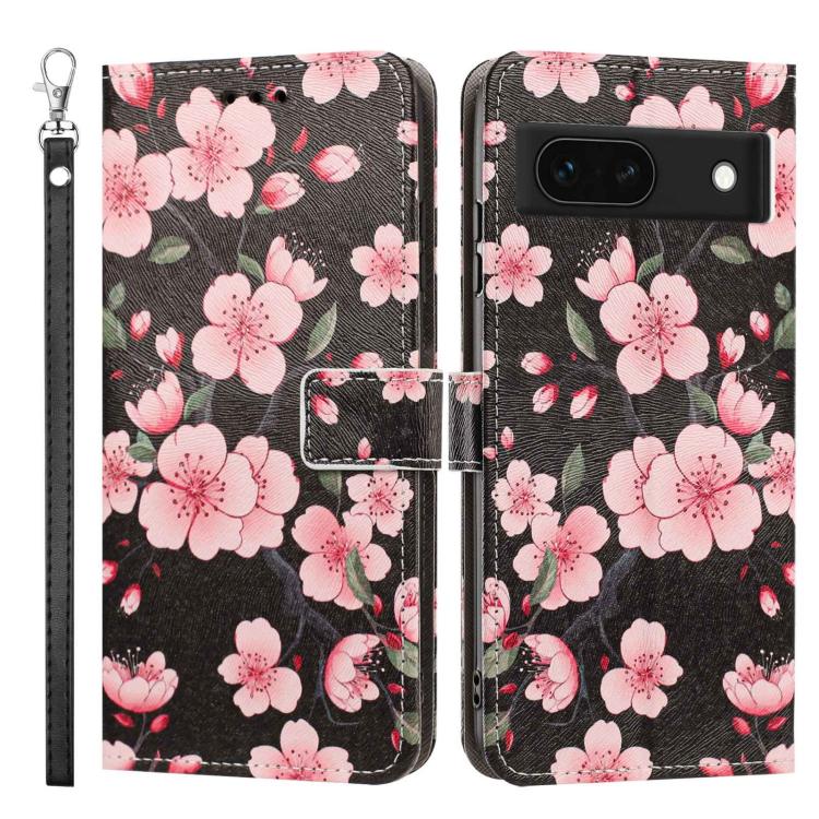 For Google Pixel 8a Painted Pattern Vegan Leather Phone Case with Strap