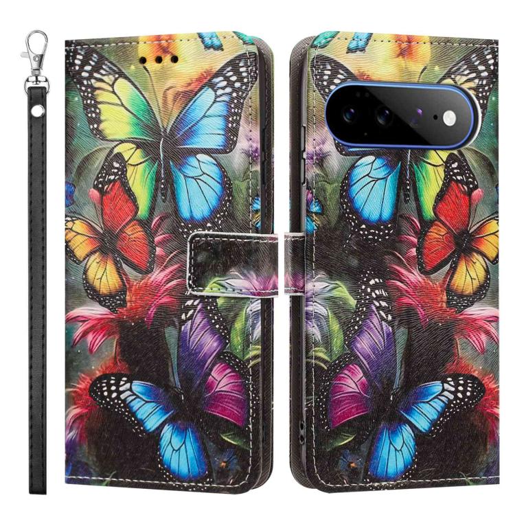For Google Pixel 11 Pro XL Painted Pattern Vegan Leather Phone Case with Strap