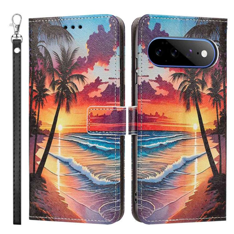 For Google Pixel 11 Pro XL Painted Pattern Vegan Leather Phone Case with Strap