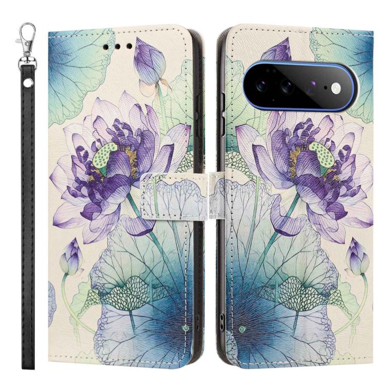 For Google Pixel 11 Pro XL Painted Pattern Vegan Leather Phone Case with Strap