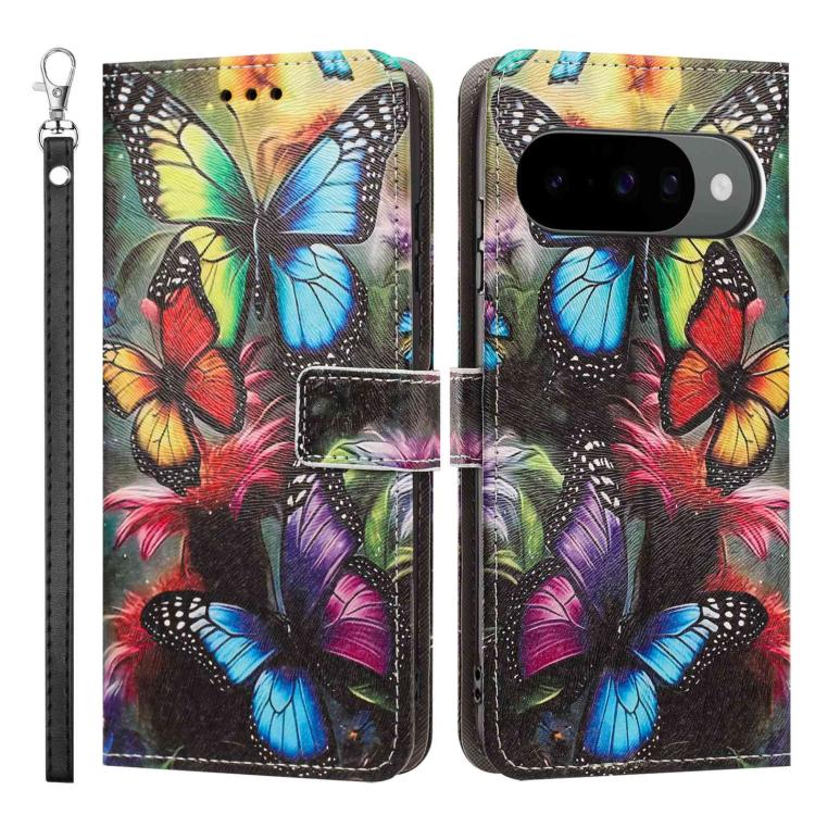 For Google Pixel 10 Pro XL Painted Pattern Vegan Leather Phone Case with Strap