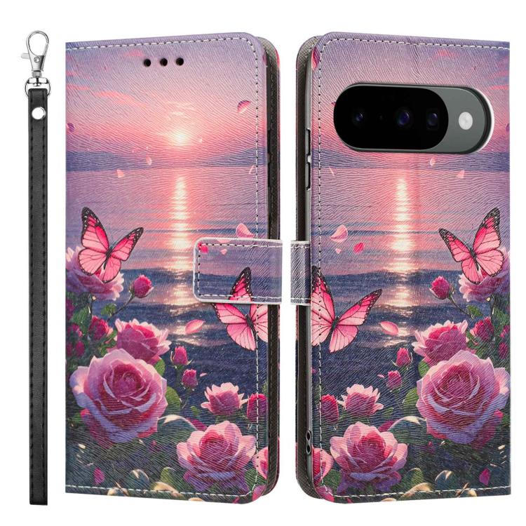 For Google Pixel 10 Pro XL Painted Pattern Vegan Leather Phone Case with Strap