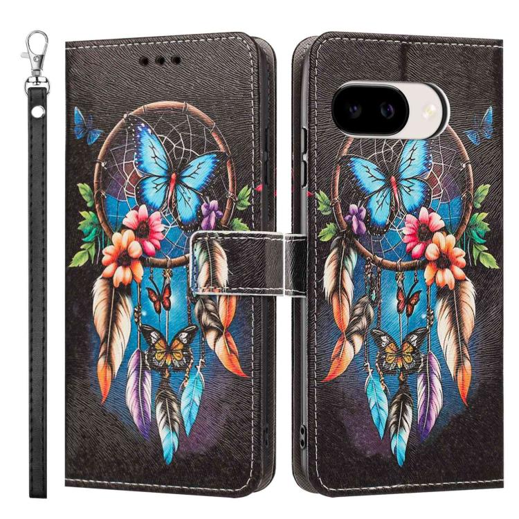 For Google Pixel 10a Painted Pattern Vegan Leather Phone Case with Strap