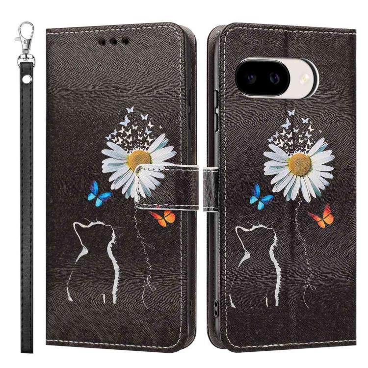 For Google Pixel 10a Painted Pattern Vegan Leather Phone Case with Strap