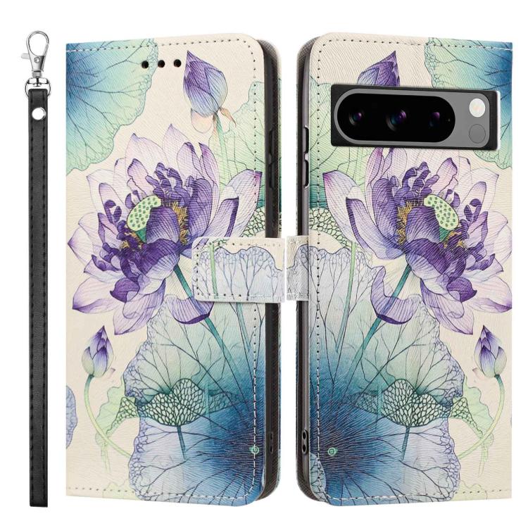 For Google Pixel 8 Pro Painted Pattern Vegan Leather Phone Case with Strap