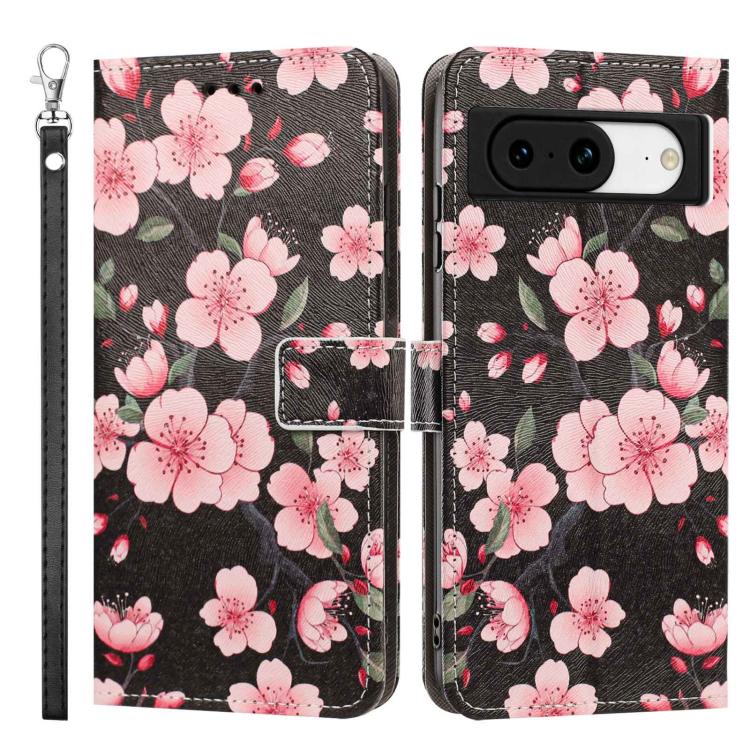 For Google Pixel 8 Painted Pattern Vegan Leather Phone Case with Strap