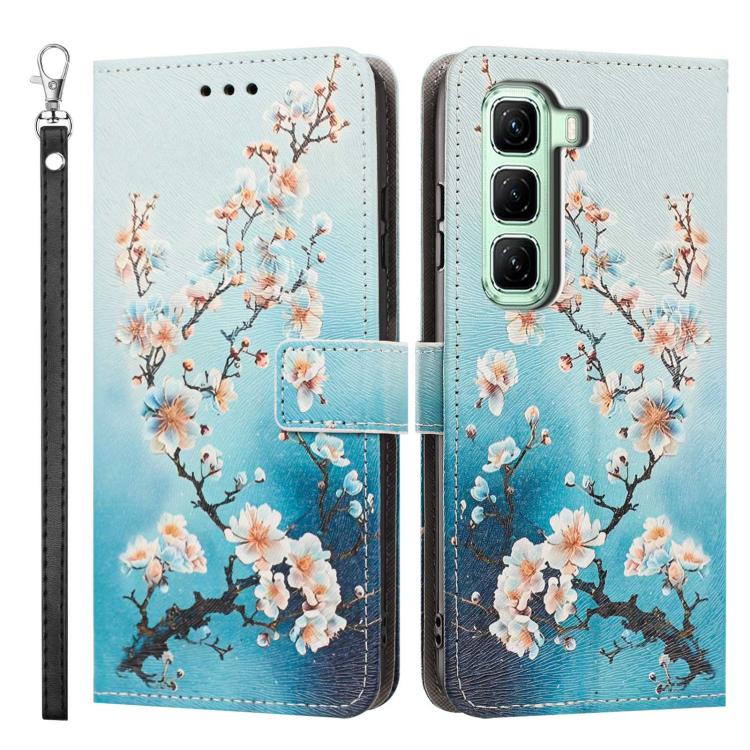 For Infinix Hot 50 Pro 4G Painted Pattern Vegan Leather Phone Case with Strap