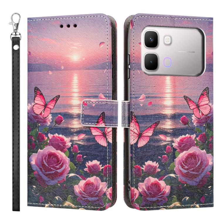 For Infinix Note Edge 5G Painted Pattern Vegan Leather Phone Case with Strap